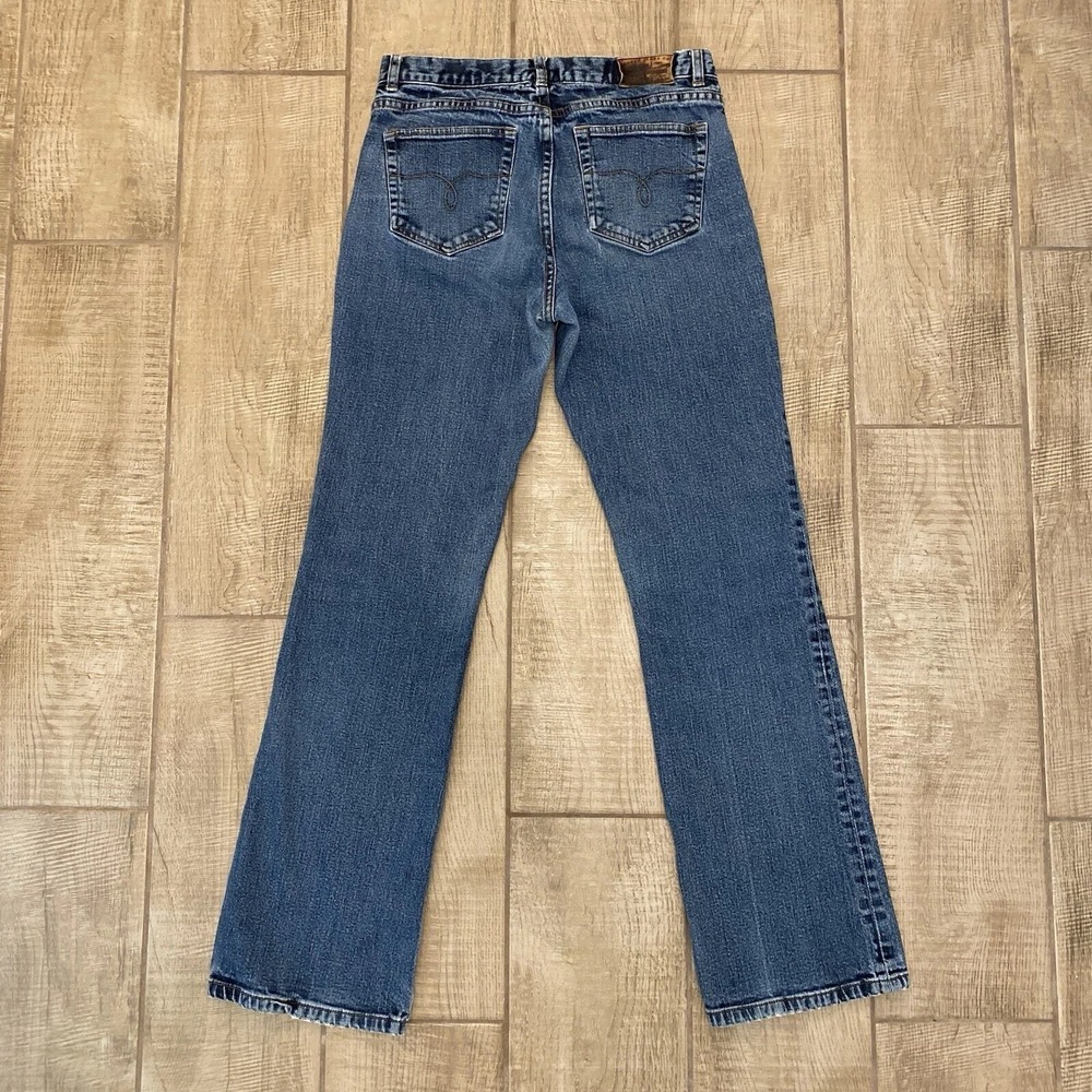 Vtg Ralph Lauren Jeans Co 6 Classic Bootcut Medium Wash Denim Leather Logo Patch